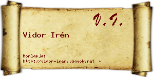 Vidor Irén névjegykártya